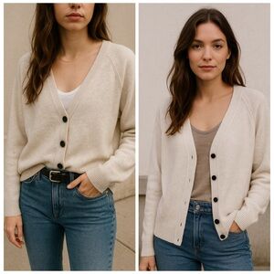 ZARA Ivory Oversized Button Front Grandpa Knit Cardigan Sweater M